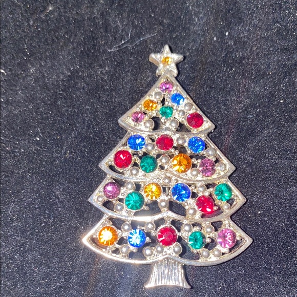 Vintage Eisenberg Colorful Crystal Christmas Tree Brooch - Picture 3 of 3